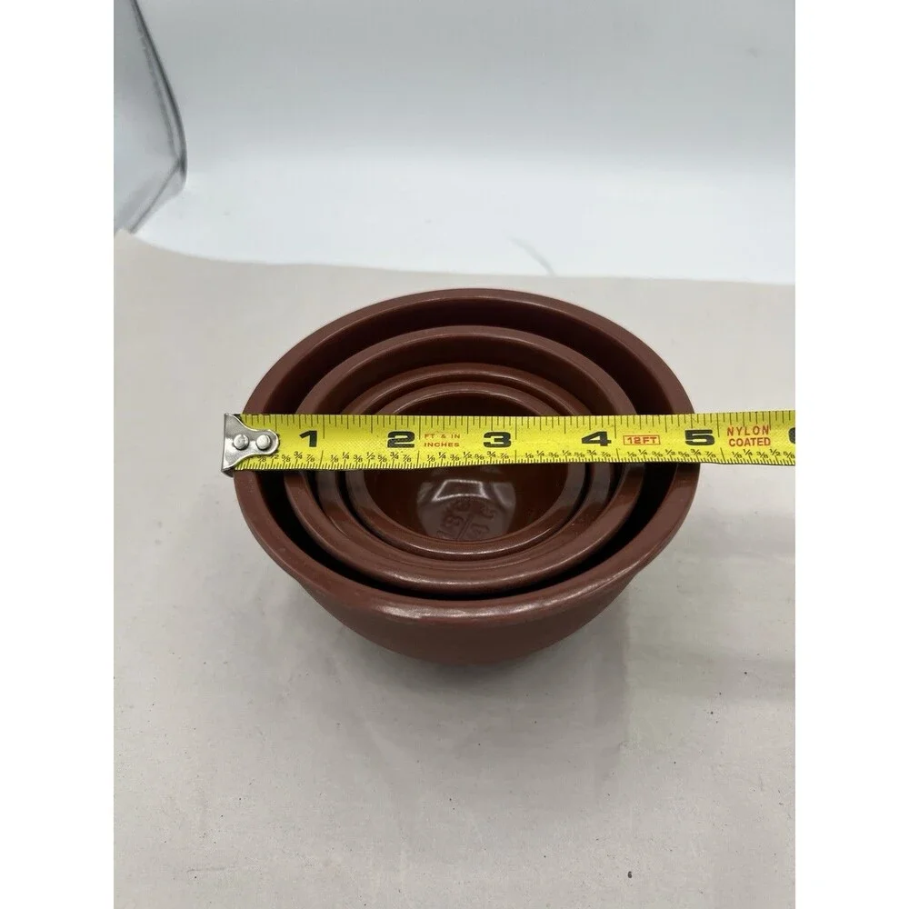 Vintage Melmac Nesting Measuring Bowls Set 5 Brown 1/8–2 Cup USA